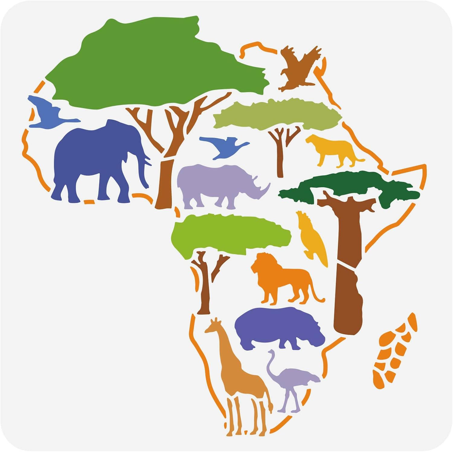 BENECREAT Africa Map Stencil, 12x12inch PET Drawing