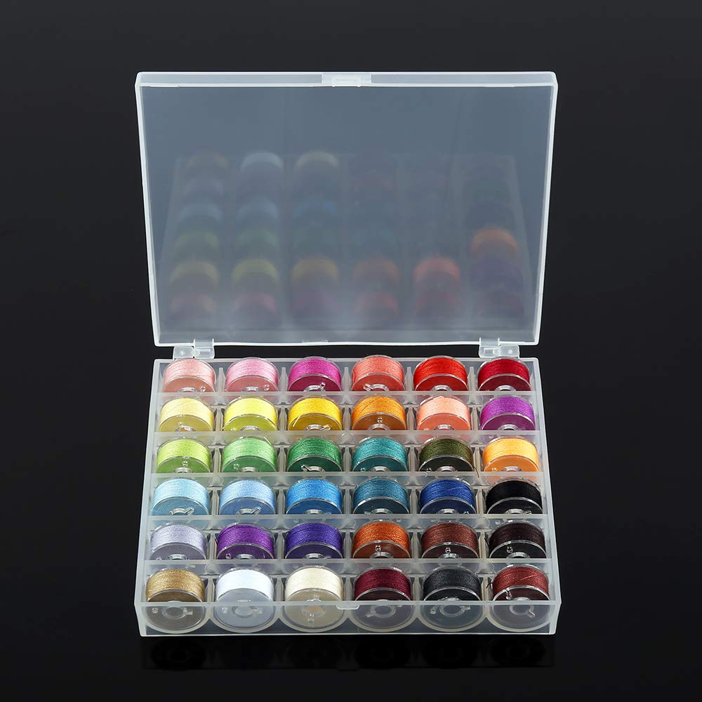 50Pieces Bobines à Fil à Couture, Machine à Coudre Bobine Transparent Fil De Canette Avec Boîte
