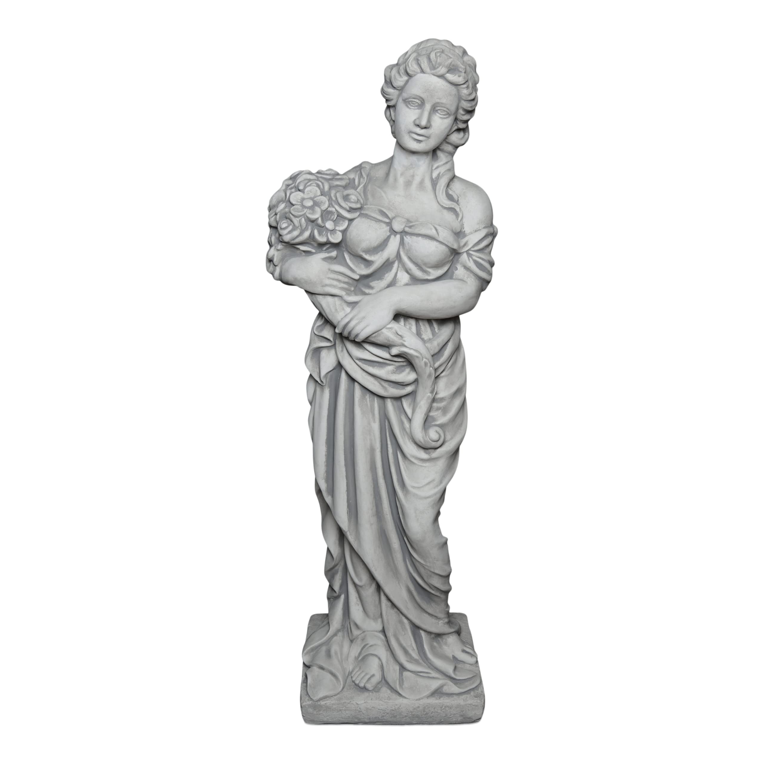 gartendekoparadies.de Statua della dea greca Leto, statuetta in pietra, grigio, calcestruzzo bianco gres H. 116 cm, 100 kg, antigelo per esterni