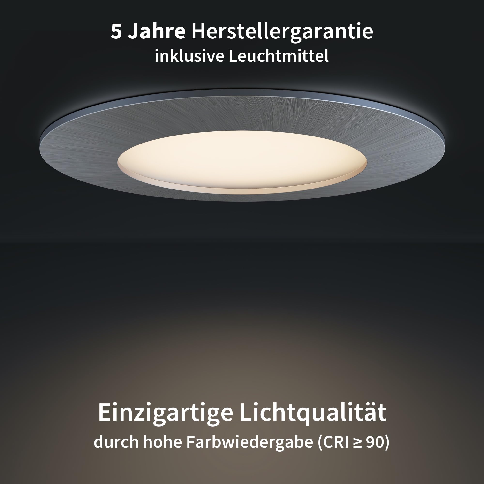 Scandinavian home 6er Set LED Einbaustrahler Dimmbar WarmDim 230V 5,8W Warmweiß 60mm - 70mm I Badezimmer geeignet ICRI 90 580lm 3100K 68mm I Edelstahldesign mit Milchglas I LED Spot flach