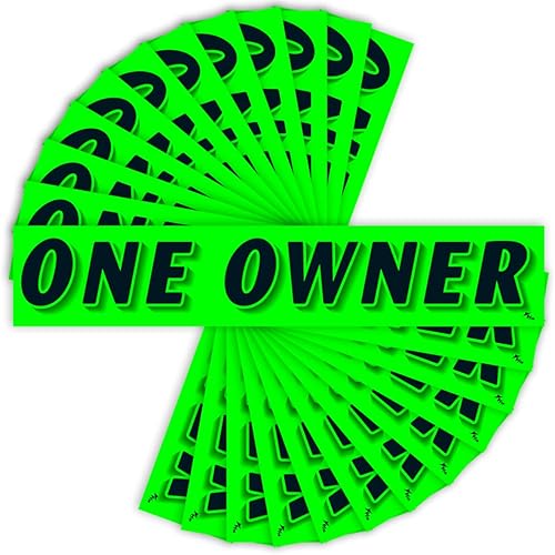 Versa-Tags Calcomanías de eslogan de vinilo verde Chartreuse – Paquete de 12 para publicidad de parabrisas de concesionarios de automóviles,