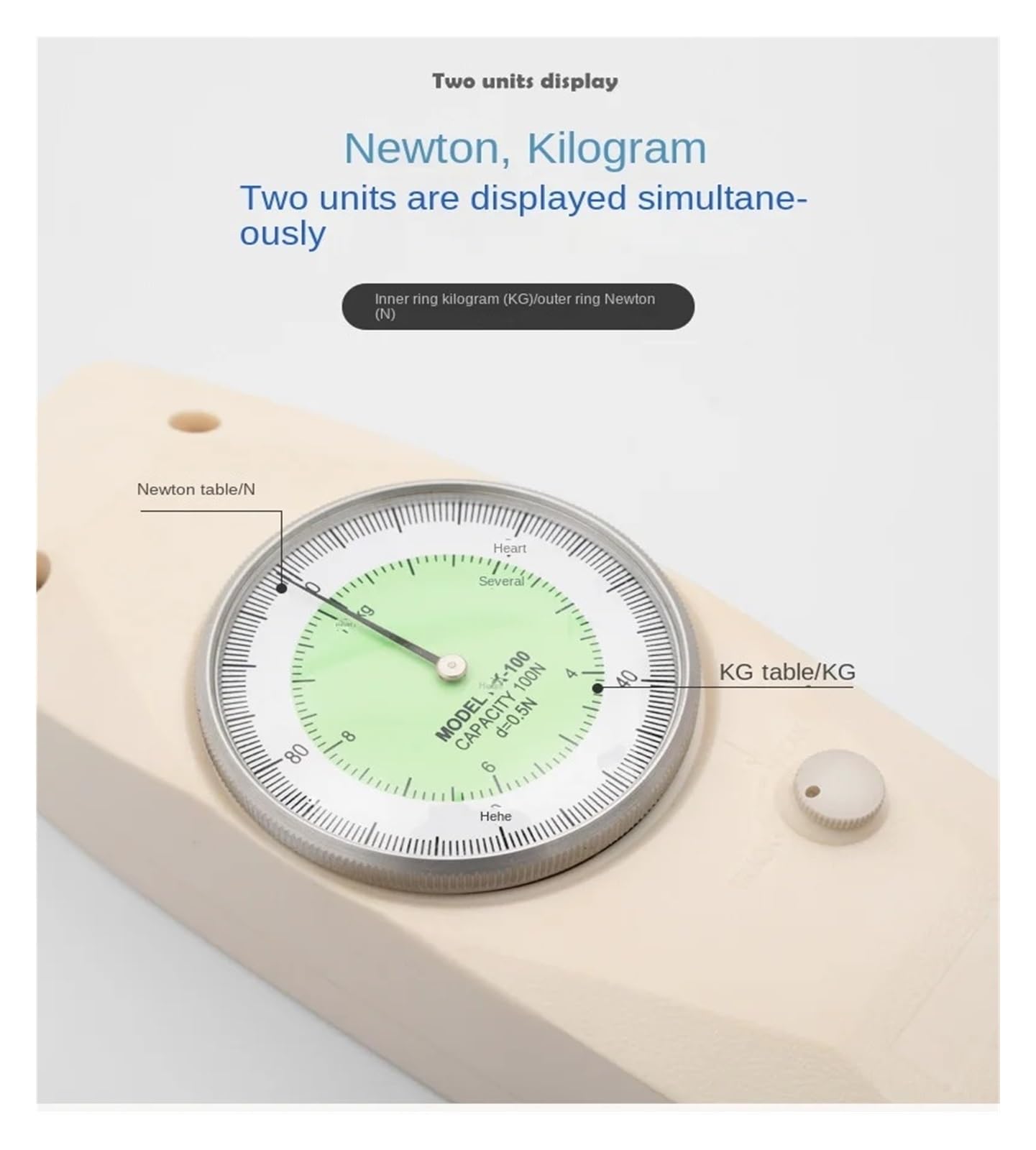 Dinamómetro, medidor de Fuerza Digital, Pantalla electrónica, Puntero de Empuje-tracción, Dispositivo de presión de tracción Newton de 500 N/kg para Pruebas, medición por gatillo