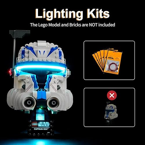 Miniatura 5 de DALDED Kit de iluminación LED para juego de casco Lego Capitán Rex, luz LED compatible con modelos de bloques de construcción Lego 75349 (no incluye