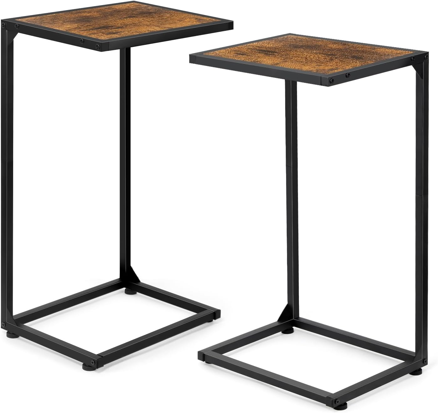 C Shaped End Table Set of 2, C Tables for Couch, Snack Side