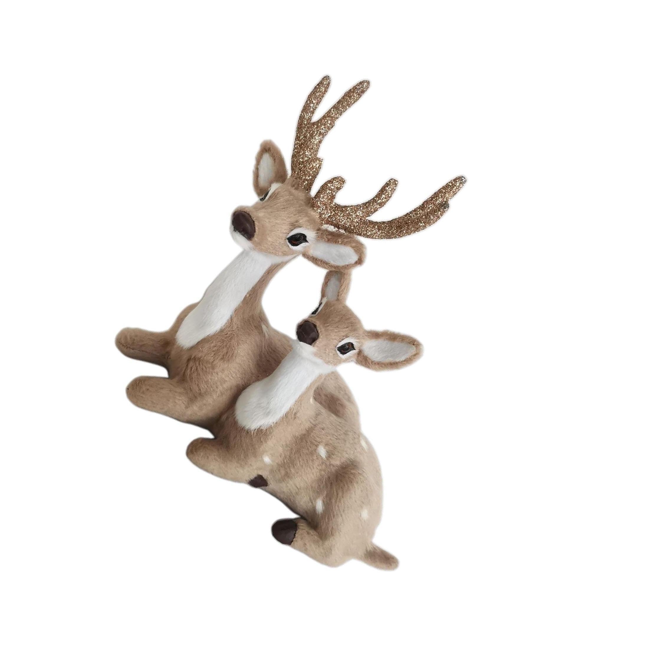 QIXCXAZ Cute Reindeer Sculpture Elk Statue Lifelike Animal Model Sika Deer Figurine Gift Choice Which Is Lifelike And Durable. Animal Model Figurine Sika Deer