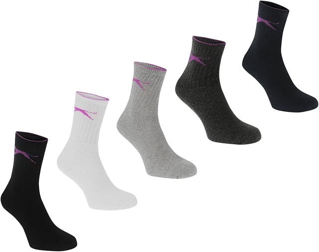 Slazenger Kids Junior 5 Pack Crew Socks Elasticated Ankle