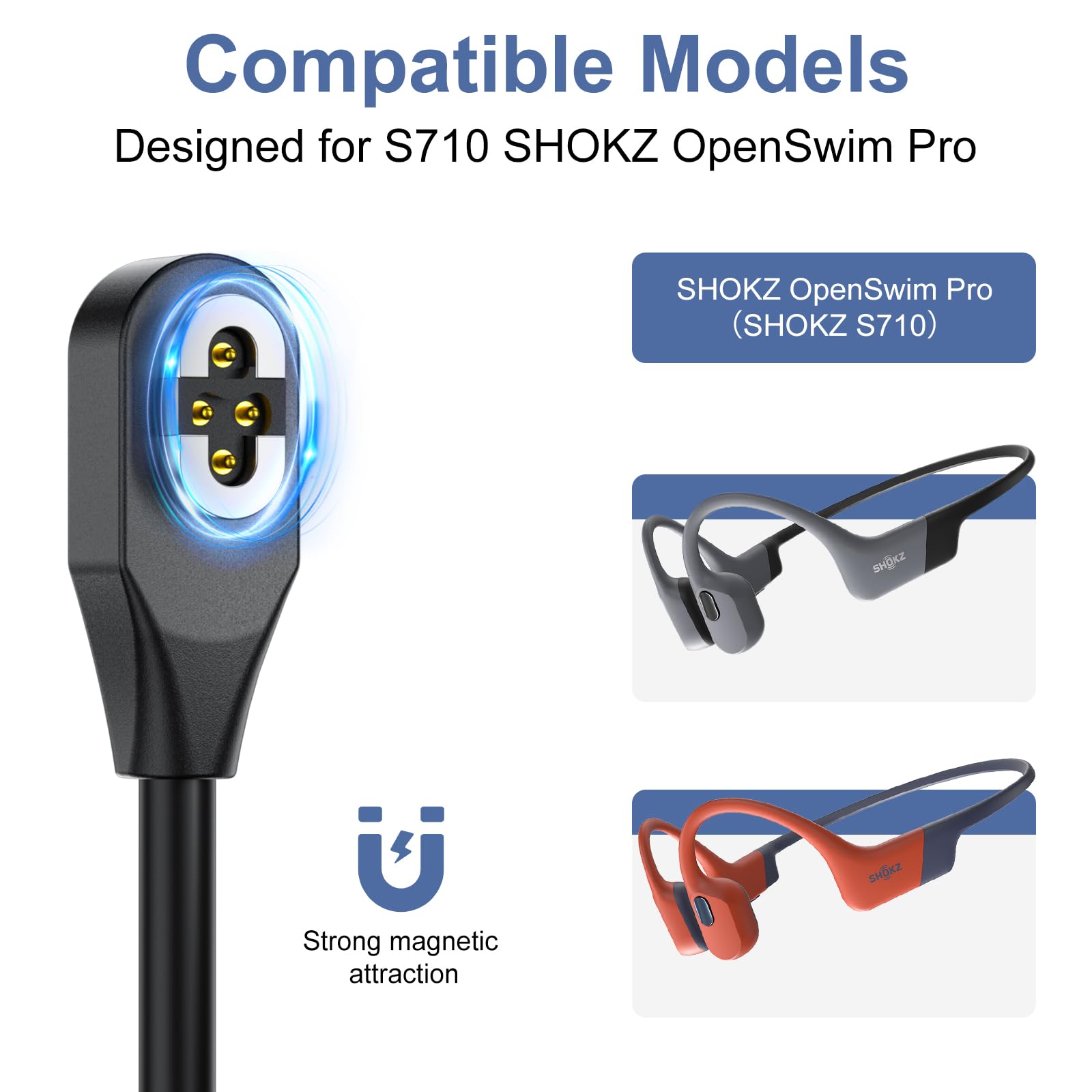 Amazon.co.jp: Shokz OpenSwim Pro用4ピン磁気充電ケーブル (2個パック
