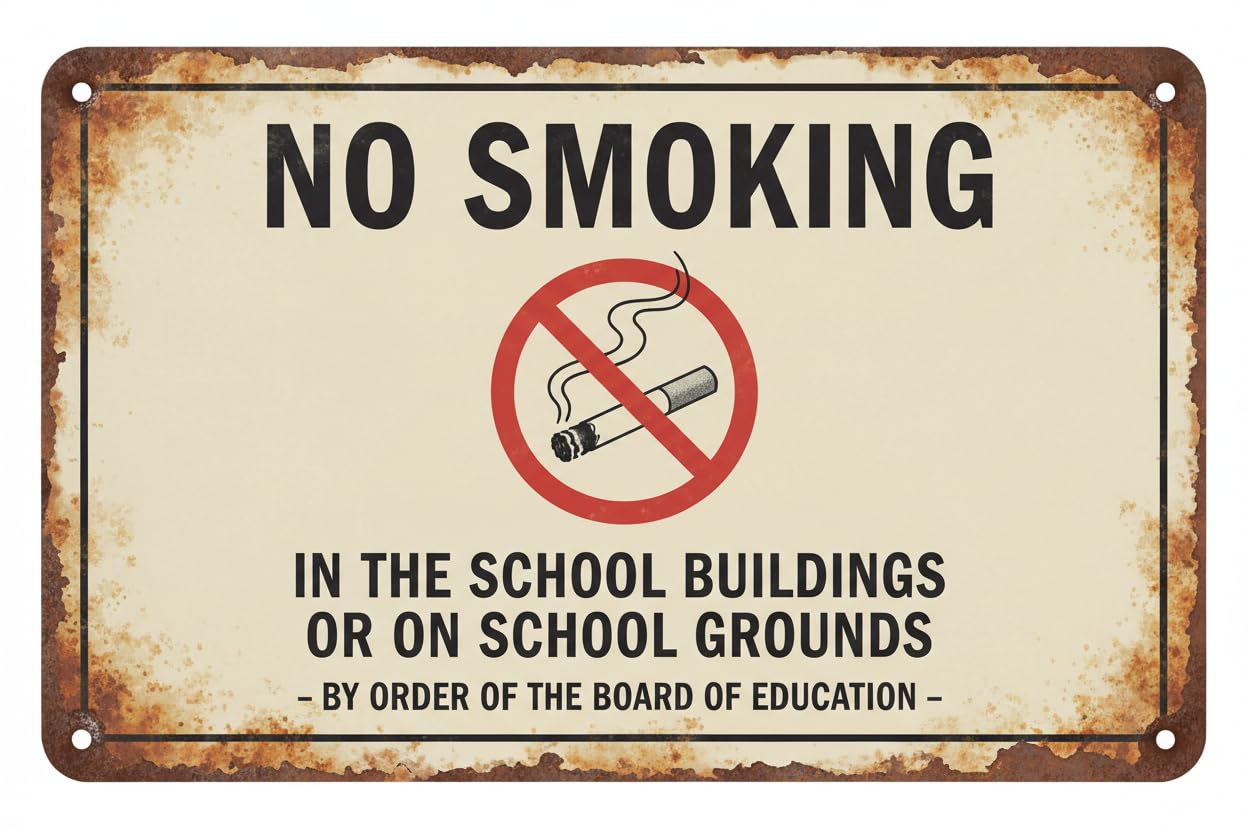 Wall Decor No Smoking On School Grounds Sign - Building/office Metal Sign 8x12Inch Clear Signage For S, Fences Vintage Signs Aluminum Plates Printed