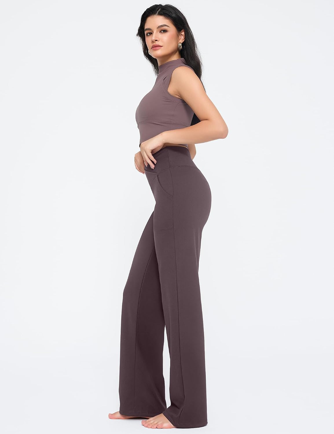 Yogaration Wide Leg Yoga Pants for Women with Pockets, Petite Regular Tall Lounge Pants for Travel and Everyday Wear