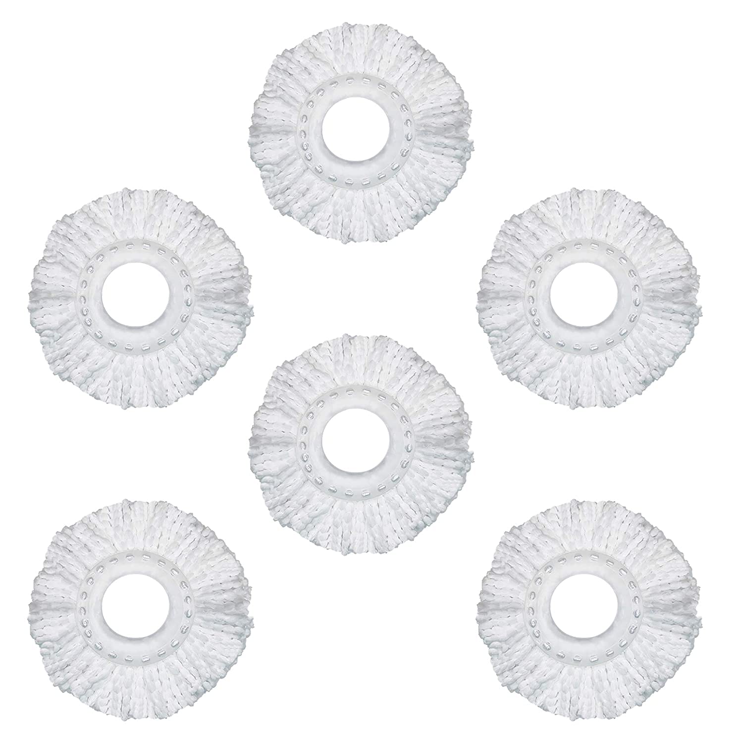 WISTRUNCK Extremely Absorbent Premium Microfibre Spin Mop Head Refill for Floor Cleaning (White) (3)