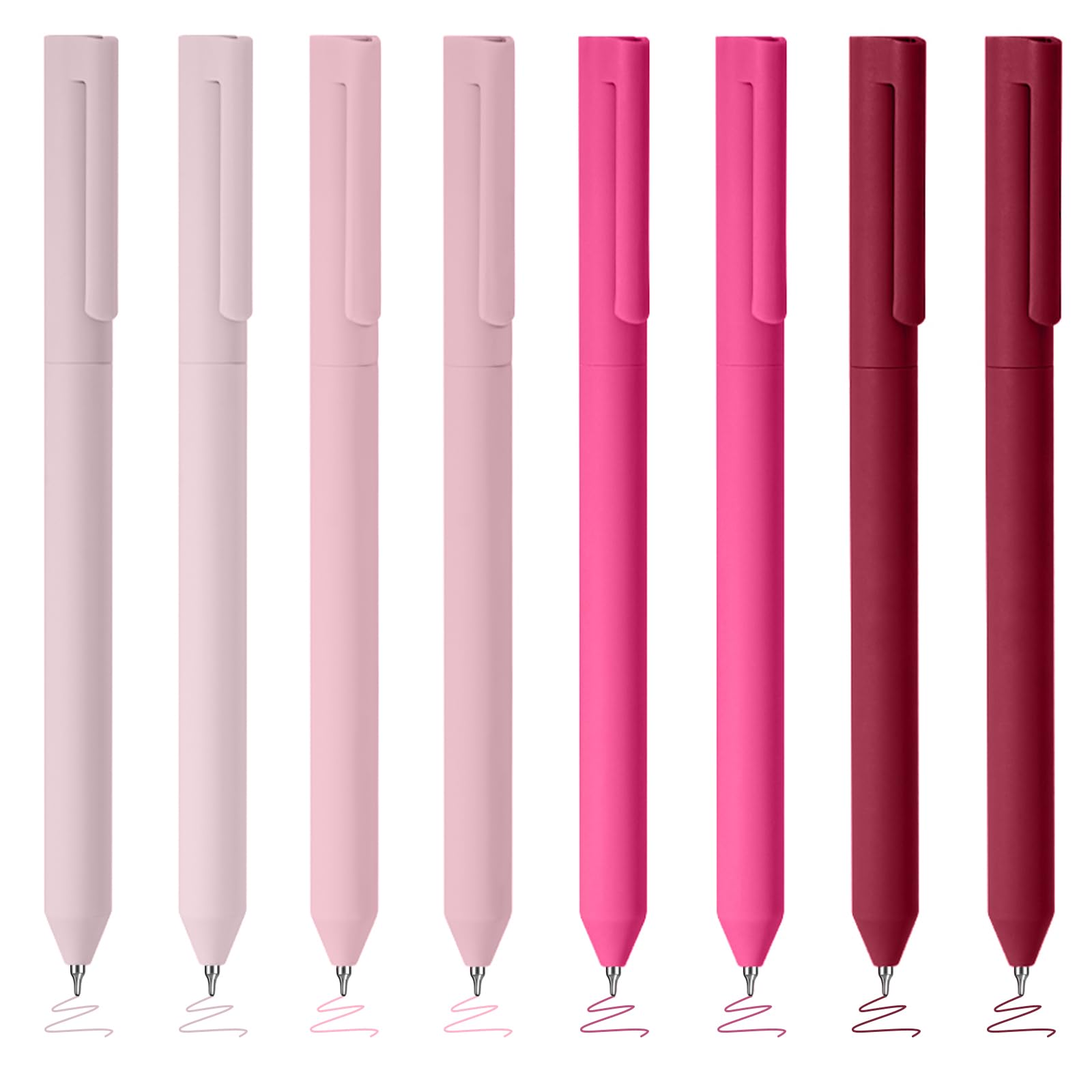 BAYTORY 8Pcs Colored Gel Pens, 0.5mm Fine Point Multicolored Ink Pen, Colorful Pens Smooth Writing for Note Taking and Marking Supplies (Red)