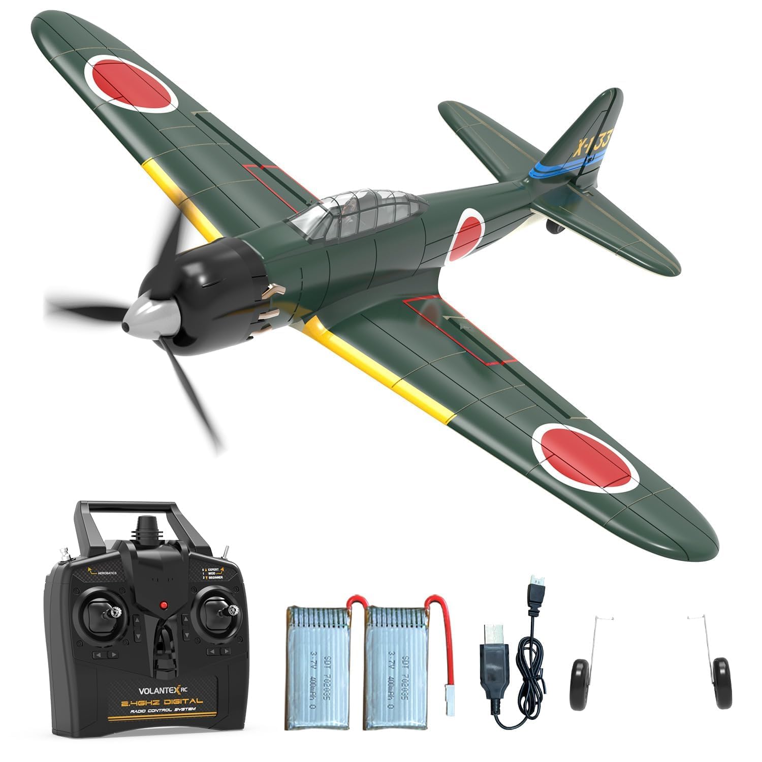 VOLANTEXRC RC Plane for Beginners, WWII A6M Zero Fighter 2.4GHz, 4CH Remote Control Airplane with Xpilot Stability & One Key Aerobatics, RC Planes for Adults