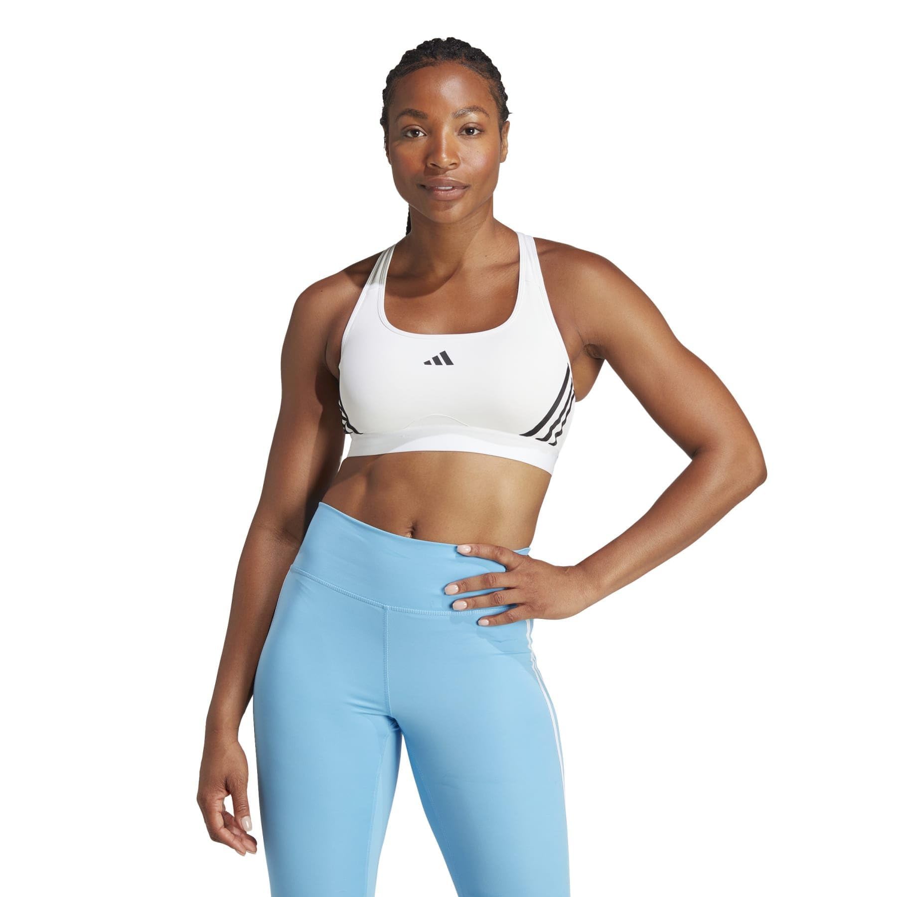 adidas Women's Powerreact Training Medium Support 3-Stripes Bra