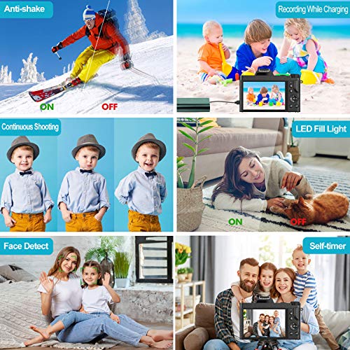 4K Digital Camera Video Camera for YouTube, Kenuo 48MP Vlogging Camera Camcorder with WiFi, 3.5" IPS Touch Screen, Wide Angle Lens, 32GB SD Card, Time-Lapse, 16X Digital Zoom - Thumbnail 7