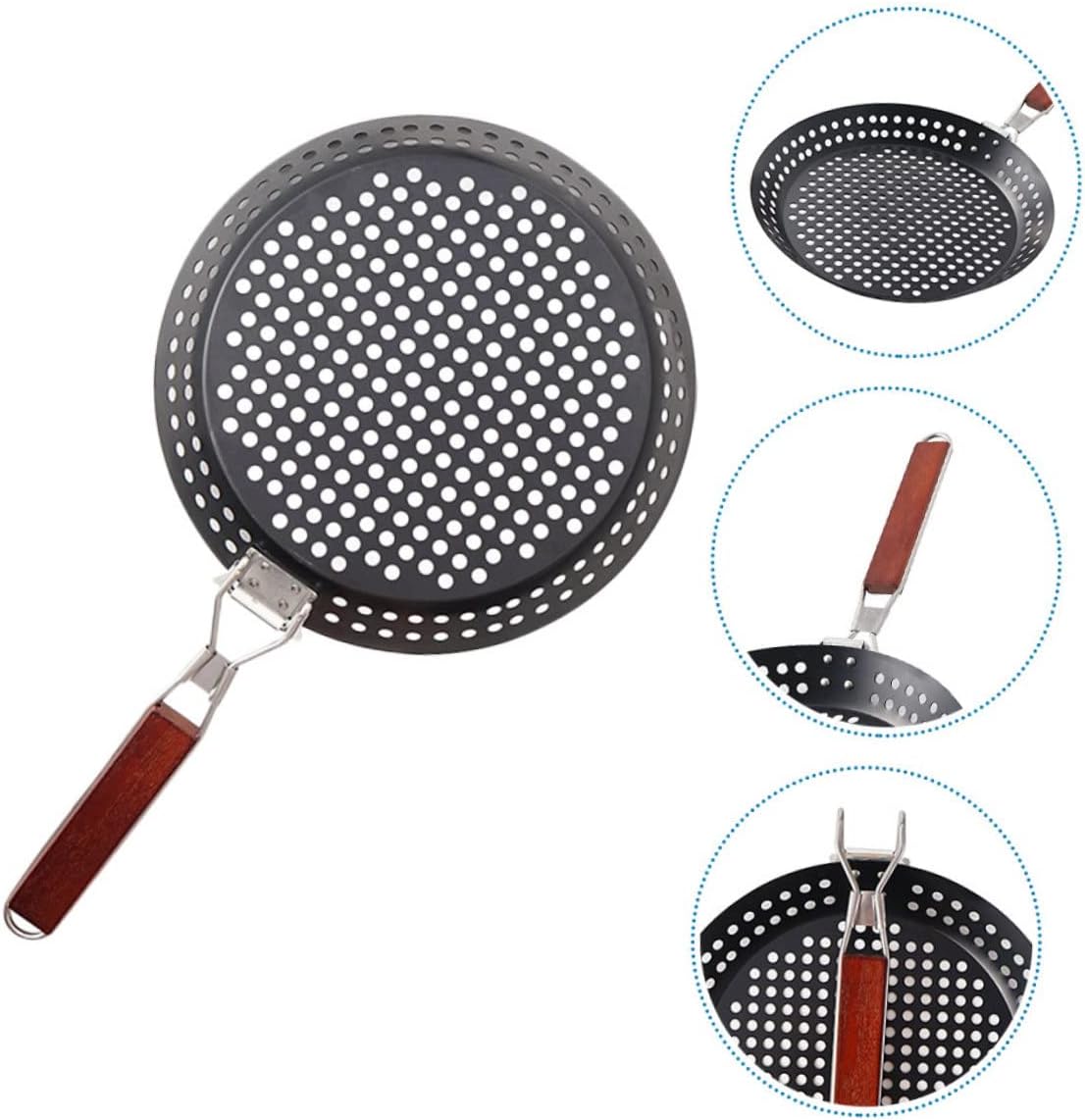 PRETYZOOM Round Roasting Skillet Multi-function Grill Pan Sturdy Grill Skillets Bbq Plate Griddle Pan