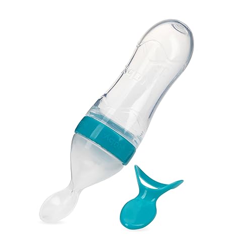 Nuby Garden Fresh - Alimentador de silicona con cuchara y cubierta higiénica, los colores pueden variar, Azul