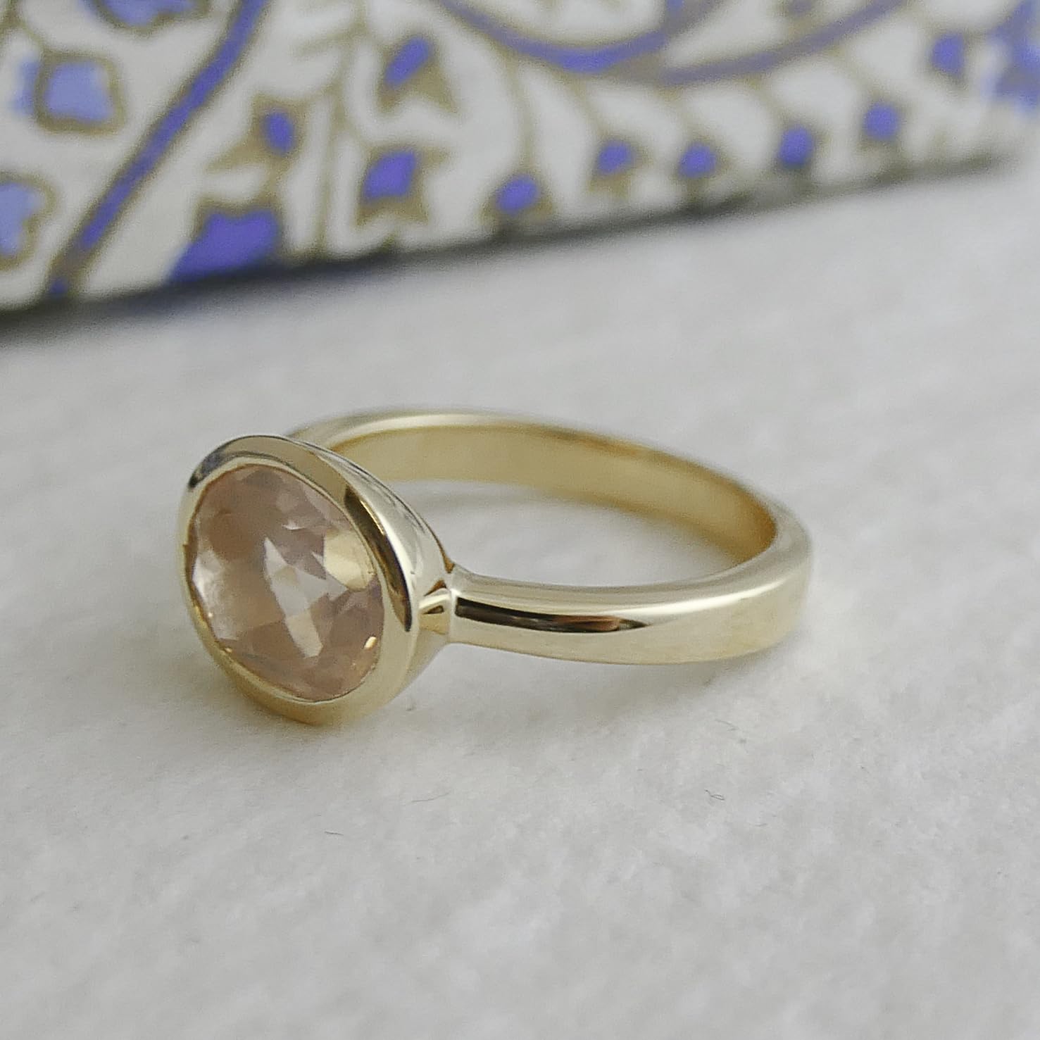 Rosenquarz vergoldet 925 Silber Ring