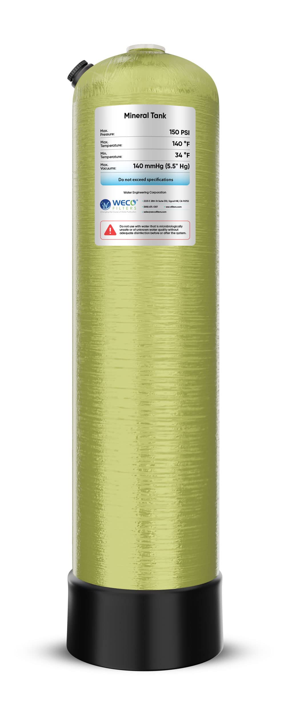 10" X 44" Mineral & Resin Water Softener Tank - Almond/Cream Color With Dome Loading Port