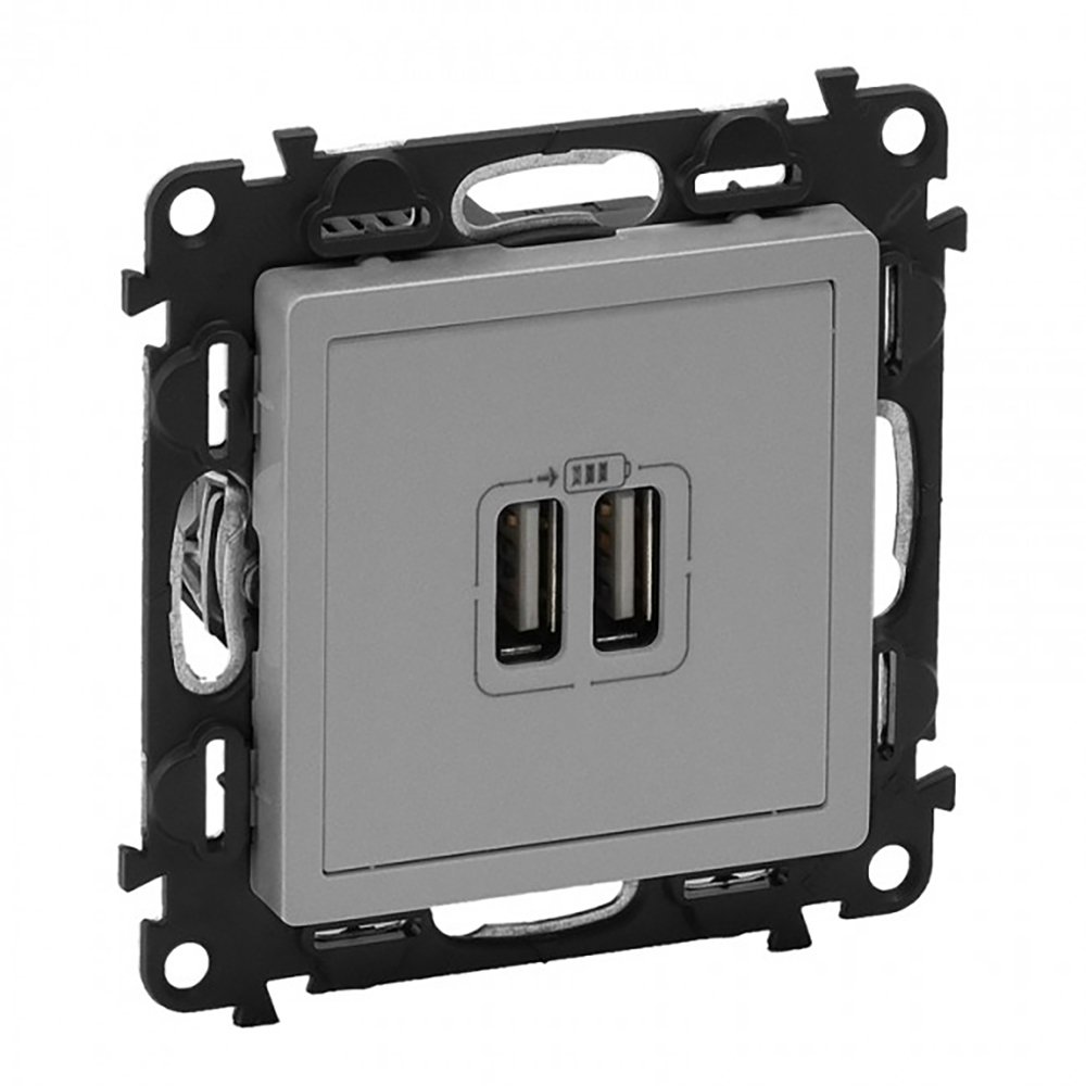 Legrand Valena 753312 Flush-Mounted Dual USB Ports Socket Charger Electric Plate Socket Grey