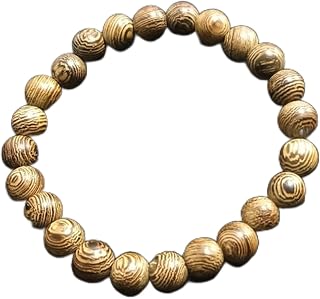 Regalos de meditación, 1 pulsera de yoga con 108 cuentas de madera de sándalo natural, budista, oración de madera de Buda, collar con cuentas OM, rosario, marrón, talla única, Ágata