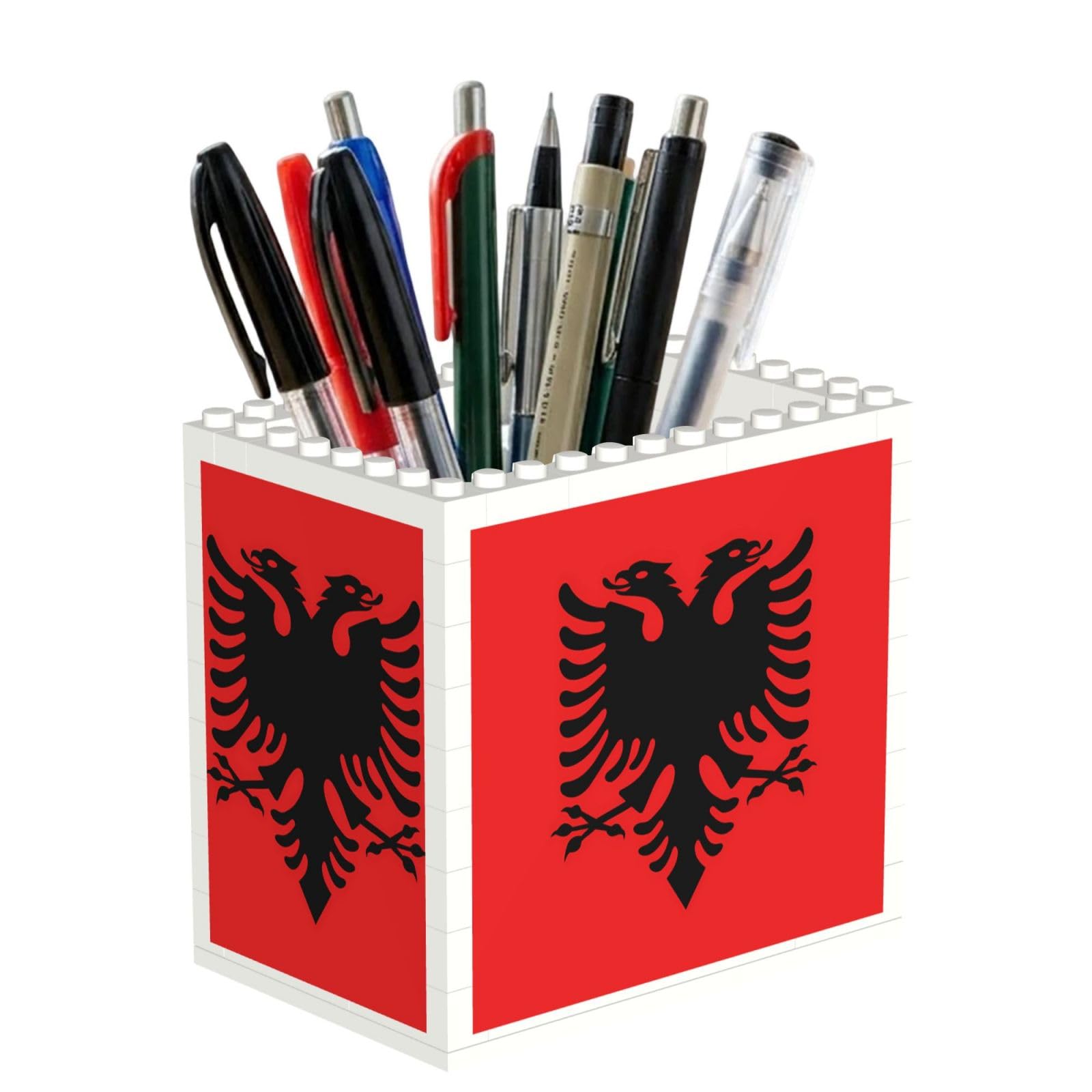 SXZVVBN Albanian flag Building Block Desk Tidy ABS Organiser