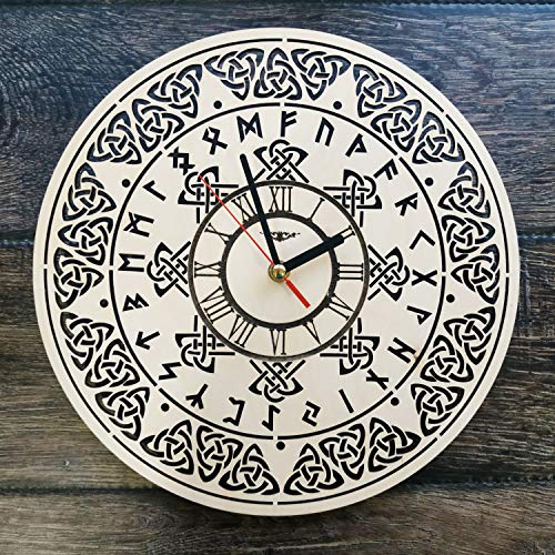 Shareart Celtic Symbols Silent Wood Wall Clock - Original Home Office Living Room Bedroom Kitchen Decor - Best Birthday Gift For Friends Men Woman - Unique Wall Art Design - Size 12 Inch #TOP1