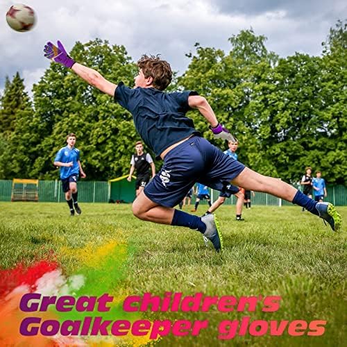 Miniatura 6 de Sportout Guantes de portero para niños, guantes de fútbol con doble protección para la muñeca y material de látex antideslizante resistente al