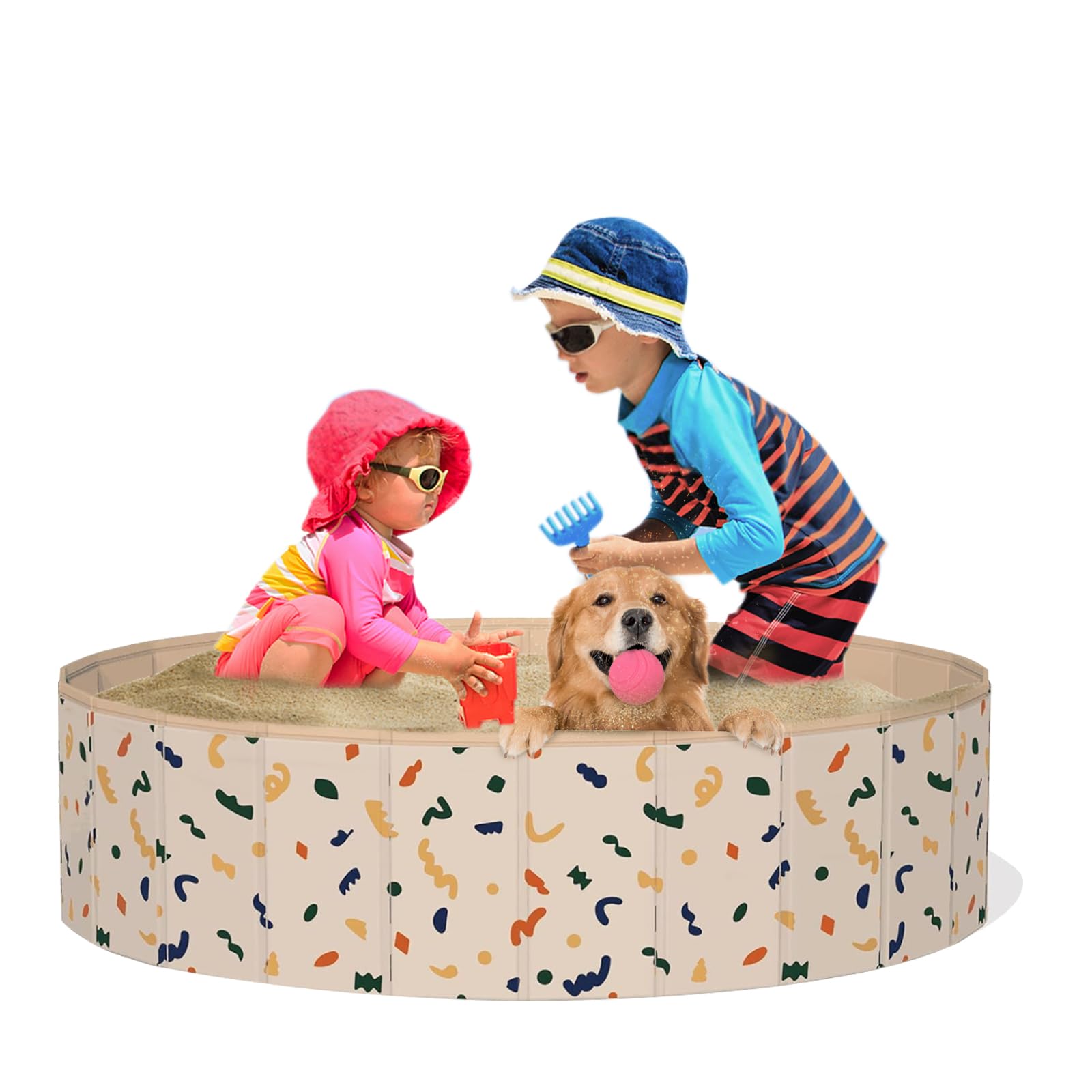 AirSwim Foldable Dog Kiddie Pool, 47" x 12" Hard Plastic Shell Portable Swimming Pool - Image 3
