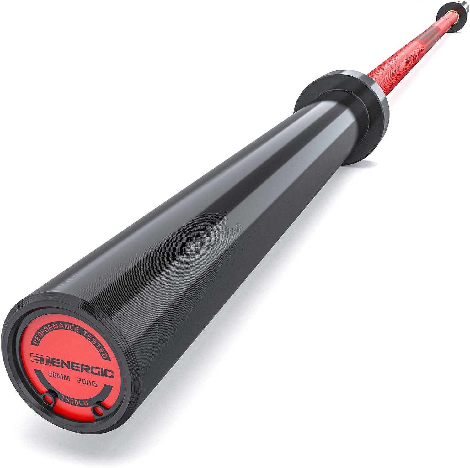 7ft Olympic Barbell Bar 45LB Load 1500lbs Capacity Available, for Gym Home Exercises, Weightlifting, Powerlifting for 2" Olympic Plates, Black&Red