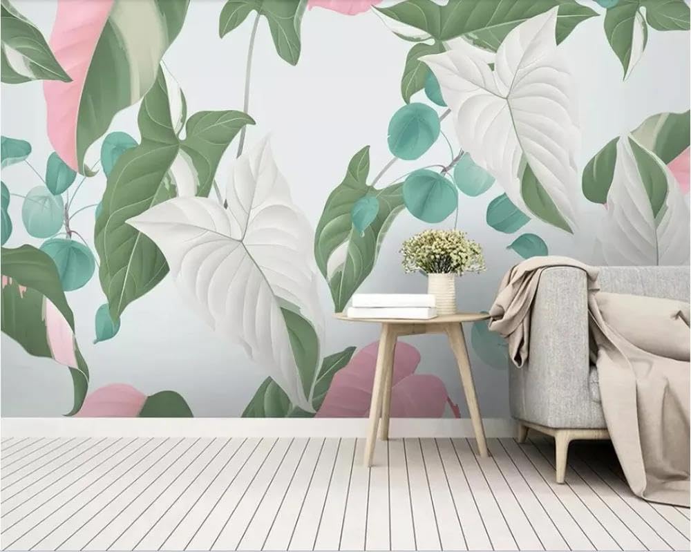 Papier peint 3D petites feuilles fraîches intissé pour salon