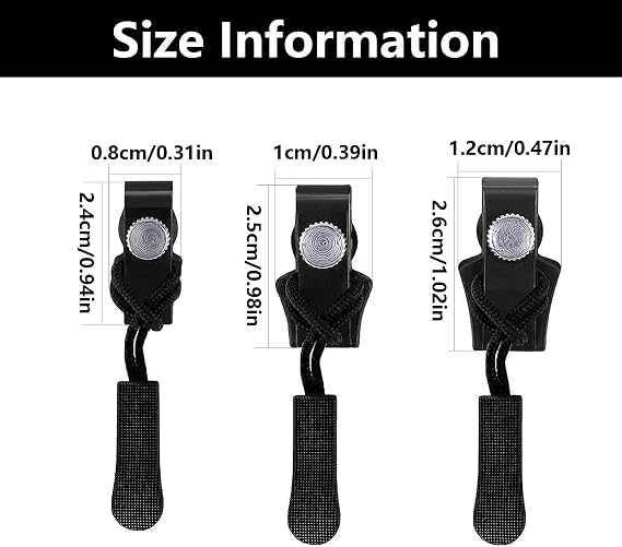 6 PCS Zipper Pull Replacement, Zipper Repair Kit, Replacement Zipper Pulls, Zip Replacement, Zipper Puller Replacement, Removable Zipper Pullers, for Clothes, Jeans, Wallets, Luggage (Black)