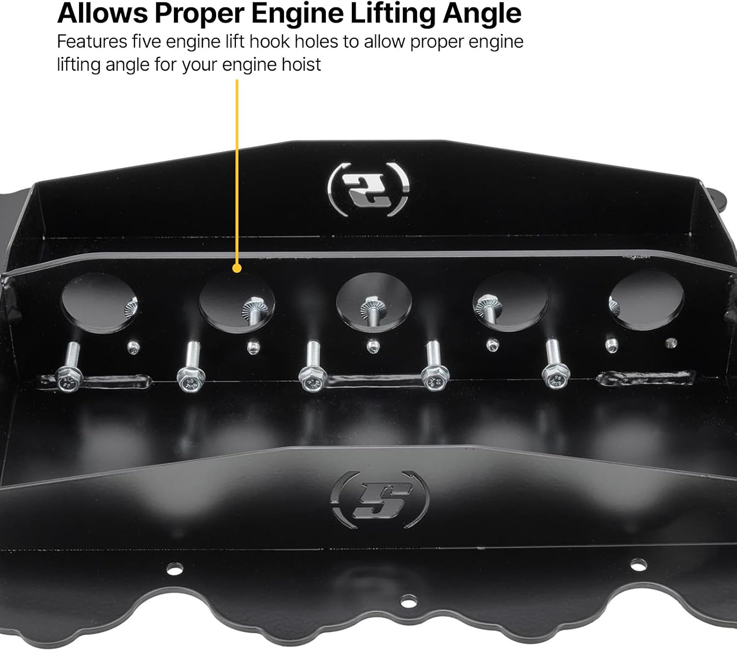 Speedway Motors Engine Valley Cover Lift Plate Compatible with BlockDock Ford Coyote 5.0, Fits Gen 1–3 Coyote, Roadrunner, Voodoo, and Predator Engines, Satin Black Finish