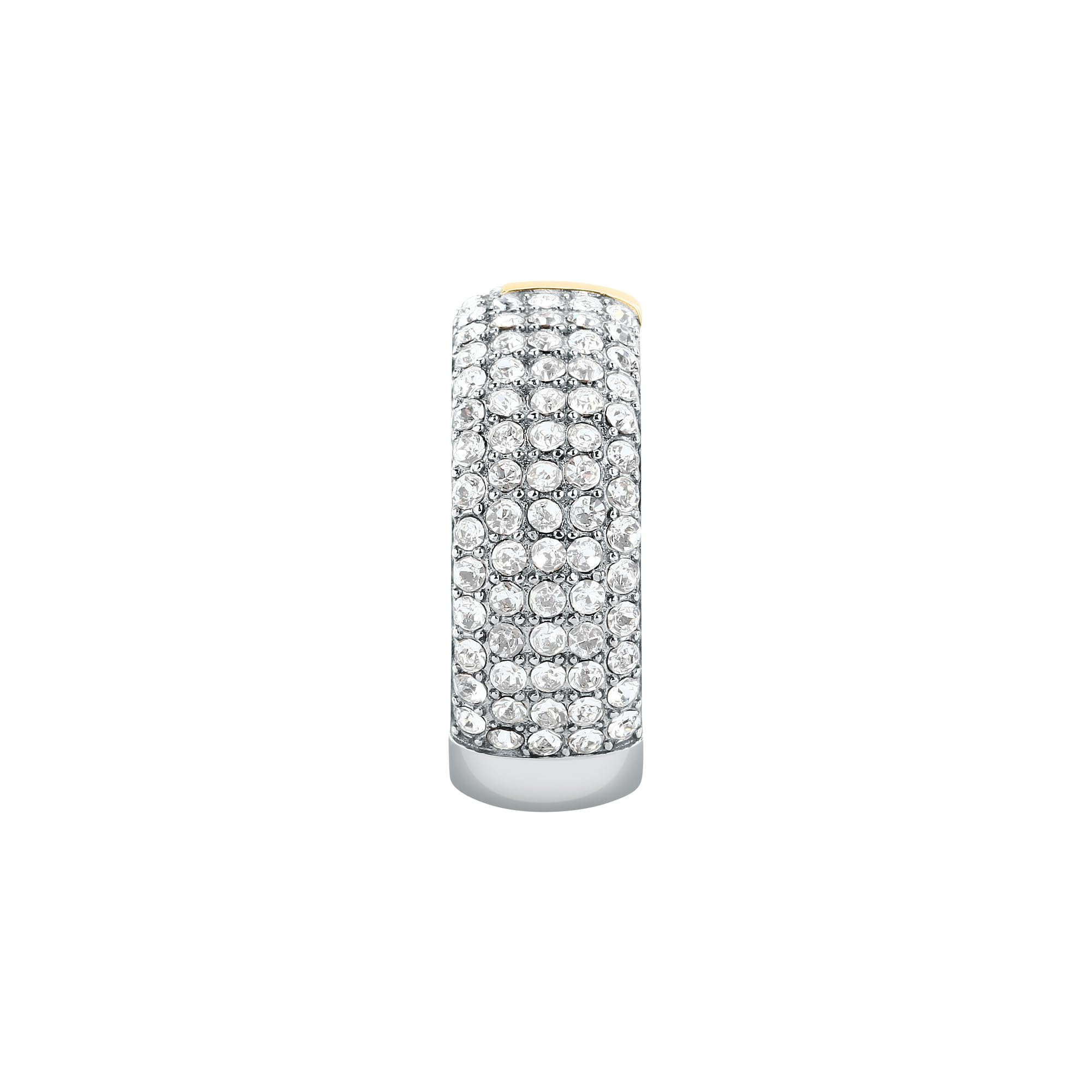 Trussardi Anello Donna in Acciaio, Cristalli a Fascia con Dettaglio Dorato, Collezione T-ROUND