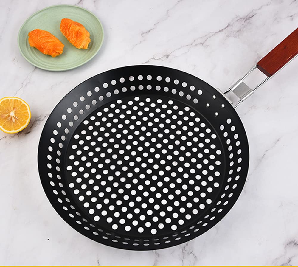 Antihaft-Grillpfanne, 1 Stück, Edelstahl-Bratpfanne mit Löchern, perfekt für Outdoor-Grillen, Kochen, Grill, Wok für gleichmäßige Wärmeverteilung
