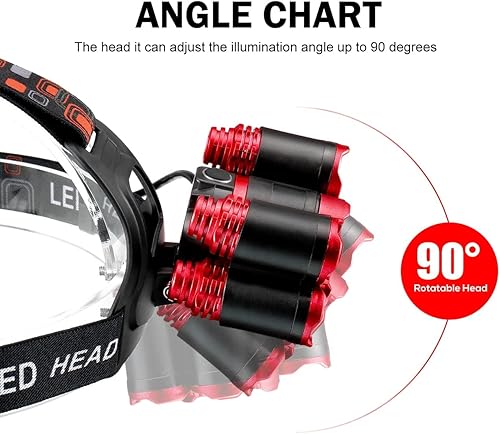 Miniatura 3 de 5 LED faro con 5000 lúmenes USB súper brillante linterna de alta potencia lámpara de cabeza para correr camping adultos niños senderismo caza