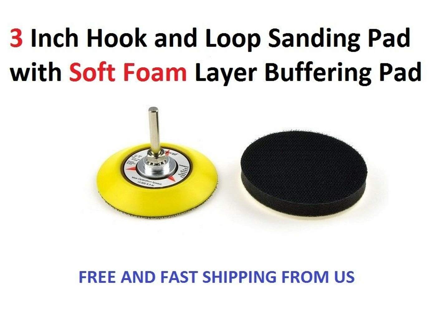 Galapagoz Hook and Loop Sanding Pad with Soft Foam Layer Buffering Pad 3 Inch USA