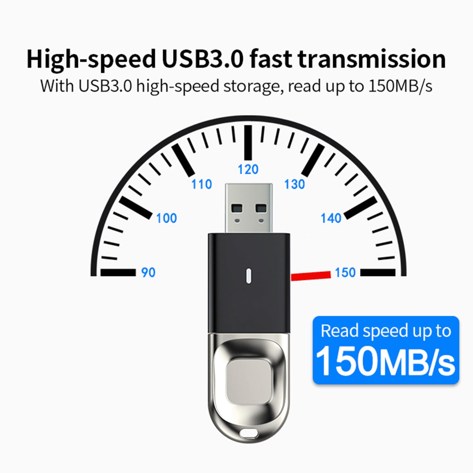 Riconoscimento delle impronte digitali Chiavetta USB crittografata 32G 64G 128GB 256GB USB 3.0 per computer ad alta velocità USB,128GB