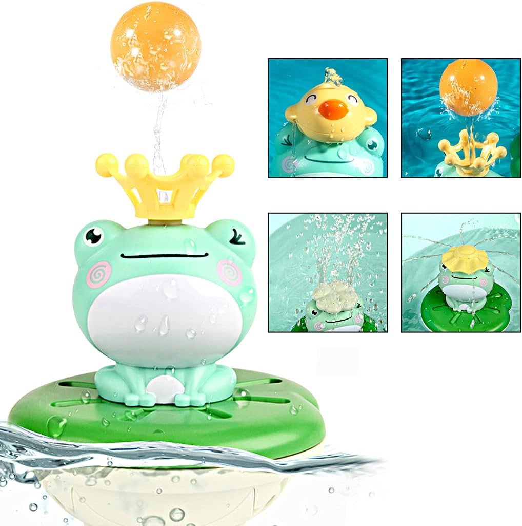 Baby Bath Toys,Automatic Frog Spray Bath Toy, Sprinkler Toys with 4 Styles Water Sprayer Shower, Waterproof Bathtime Play Ball Game for 1 2 3 4 5 Year Old Kids Boys & Girls