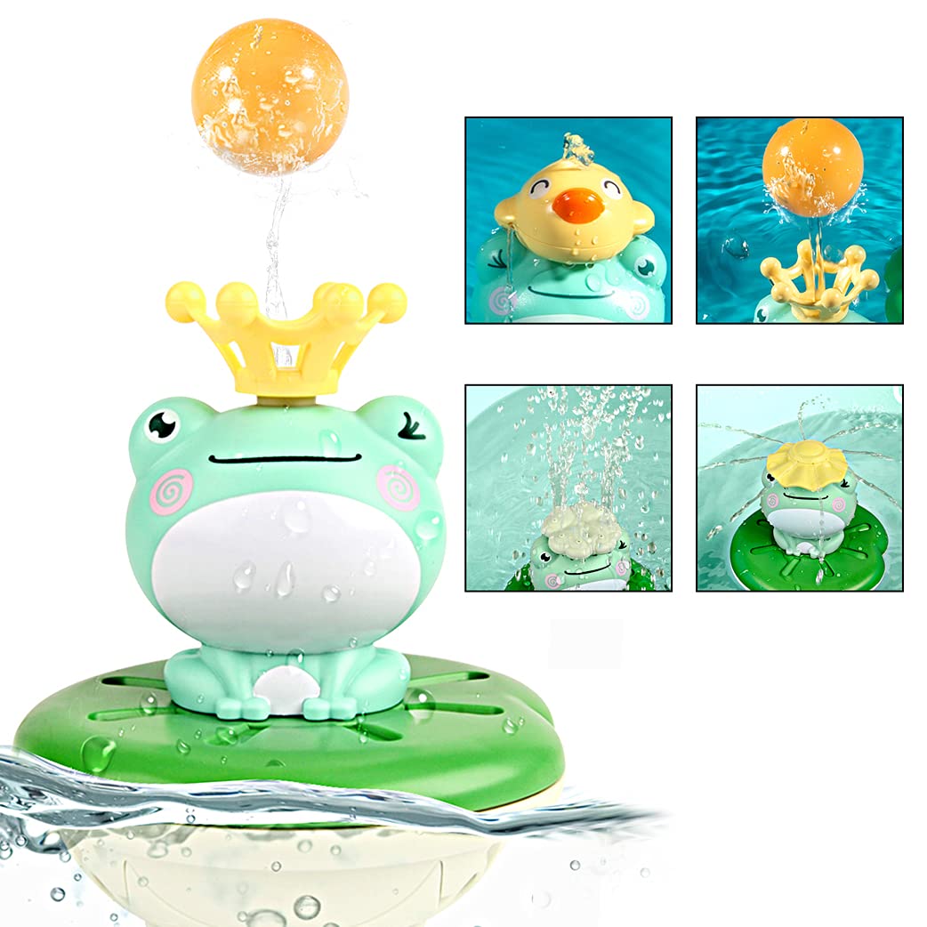 Baby Bath Toys,Automatic Frog Spray Bath Toy, Sprinkler Toys with 4 Styles Water Sprayer Shower, Waterproof Bathtime Play Ball Game for 1 2 3 4 5 Year Old Kids Boys & Girls