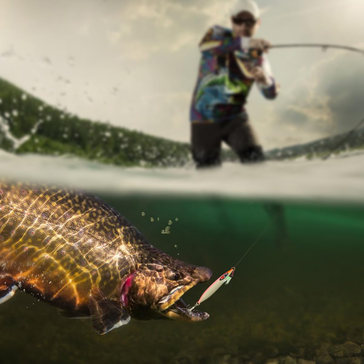 Leurres de Pêche en Haute Mer Coulants, WASAGA 80g/100g/120g/150g/200g/250g/300g Appât à Poisson Spinner Parfait pour Le Poisson Ruban et Le Thon Saumon Mérou Morue et Leurre Jigging