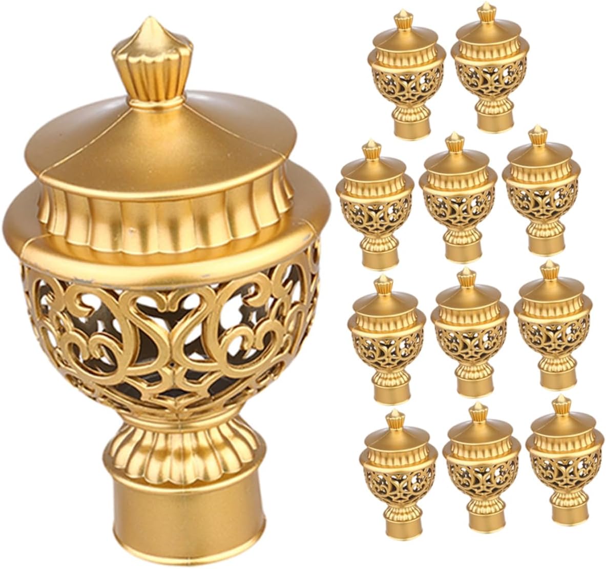 Modern Curtain Rod End Caps 12 Pieces Plastic Decorative Finials for Roman Rods Easy Installation