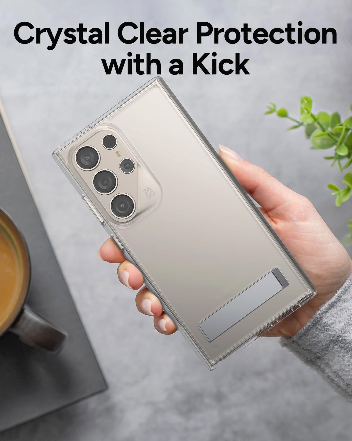 ZAGG Crystal Palace Samsung Galaxy S24 Ultra Case with Kickstand - Ultra-Slim, Graphene-Enhanced, Crystal Clear Protection, 13ft Drop Resistant, Eco-Friendly, Clear