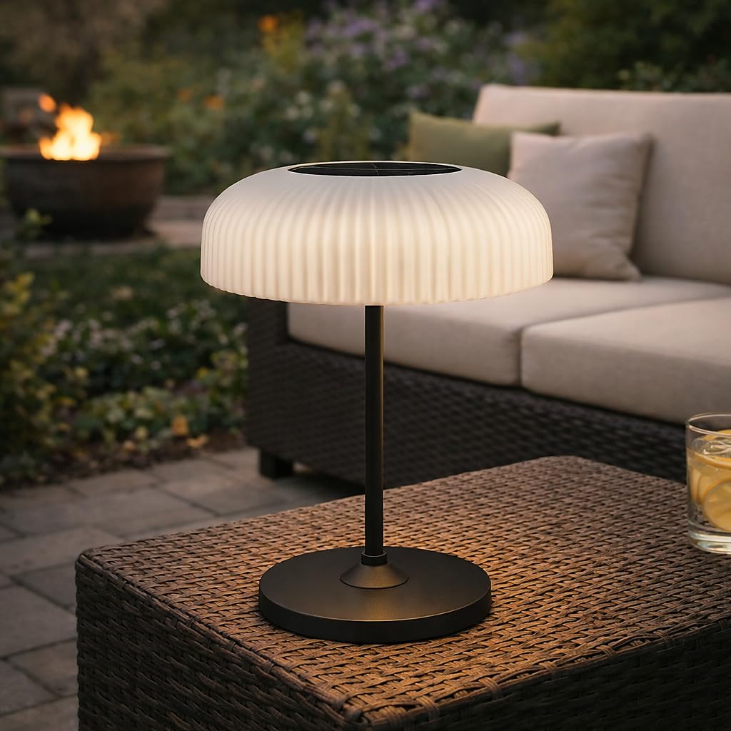Solar Tischlampe Outdoor: Tragbare Wiederaufladbare Lampen mit USB und solarbetrieben, IP54 Wasserdichte Dimmbare Tischleuchte für Terrasse Esszimmer Restaurant Café Bar, Geschenke für Mütter Frauen