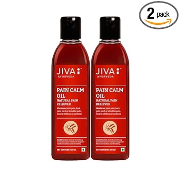Jiva Ayurveda Pain Calm Oil - 120 ML For Knee, Legs, Shoulder & Muscle Joint Pain Oil For Adults Pack of 2