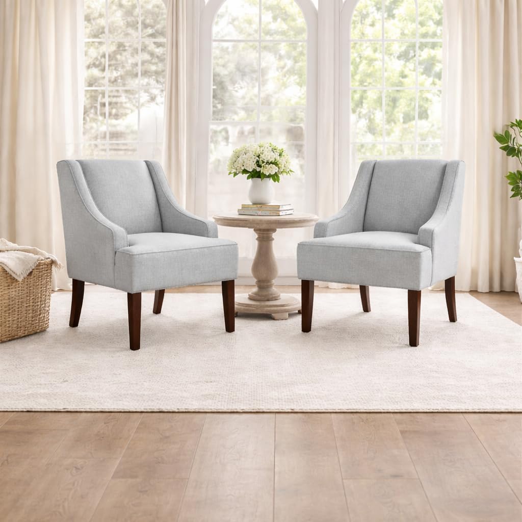 HomePop Swoop Arm Living-Room-Chairs, Soft Dove Gray