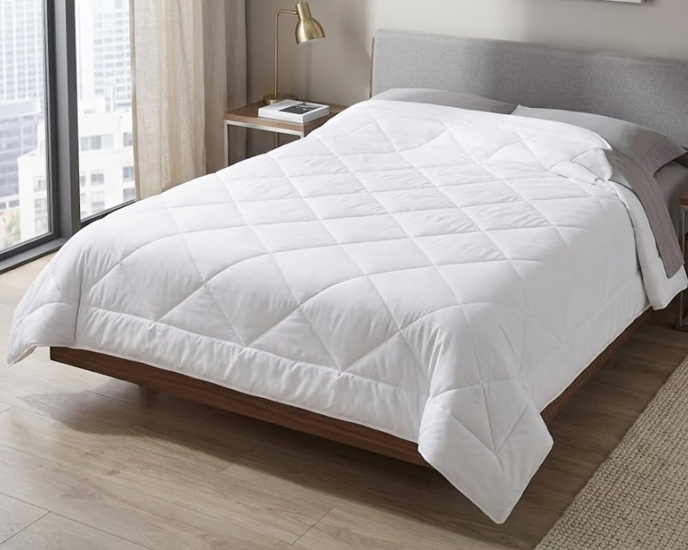 Tata Home Piumino Singolo Primaverile Estivo in Morbida Microfibra di Poliestere Piumone Letto Leggero Coperta Trapunta Sottile Bianco Misura 150x200 cm Mod. Summer