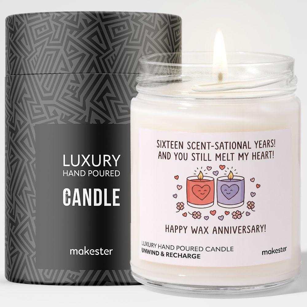 Wax Gifts for Anniversary - Luxury Soy Wax Candle - Vanilla, Jasmine, Sugared Almond - Makester โ image 1