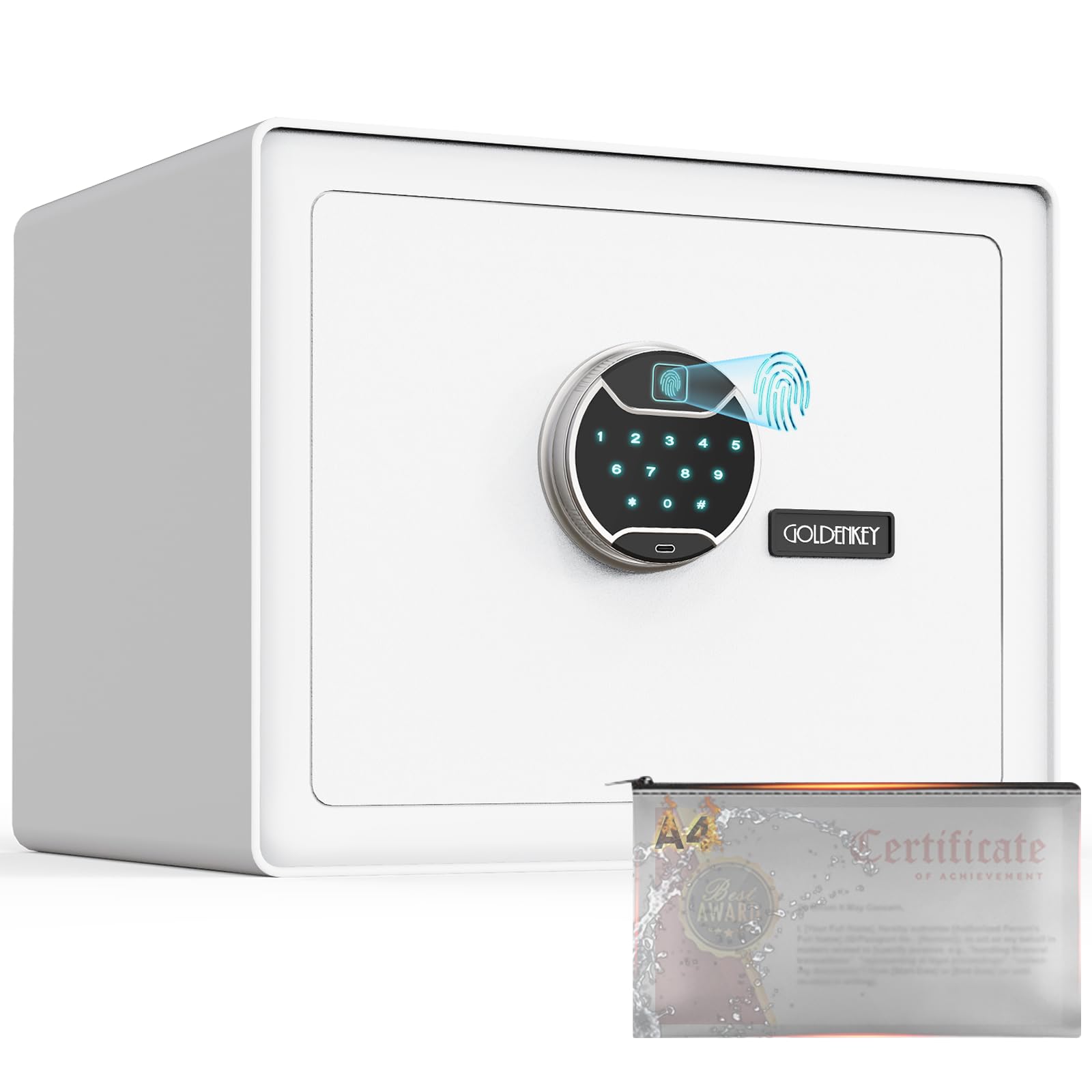 GoldenKey White Fingerprint Safe