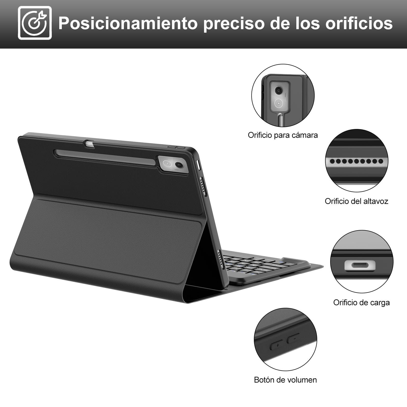 IVEOPPE Teclado para Lenovo Idea Tab Pro 12.7, Funda Teclado Español Bluetooth Magnético Desmontable para Lenovo Idea Tab Pro 12.7 Pulgadas 2025, Negro