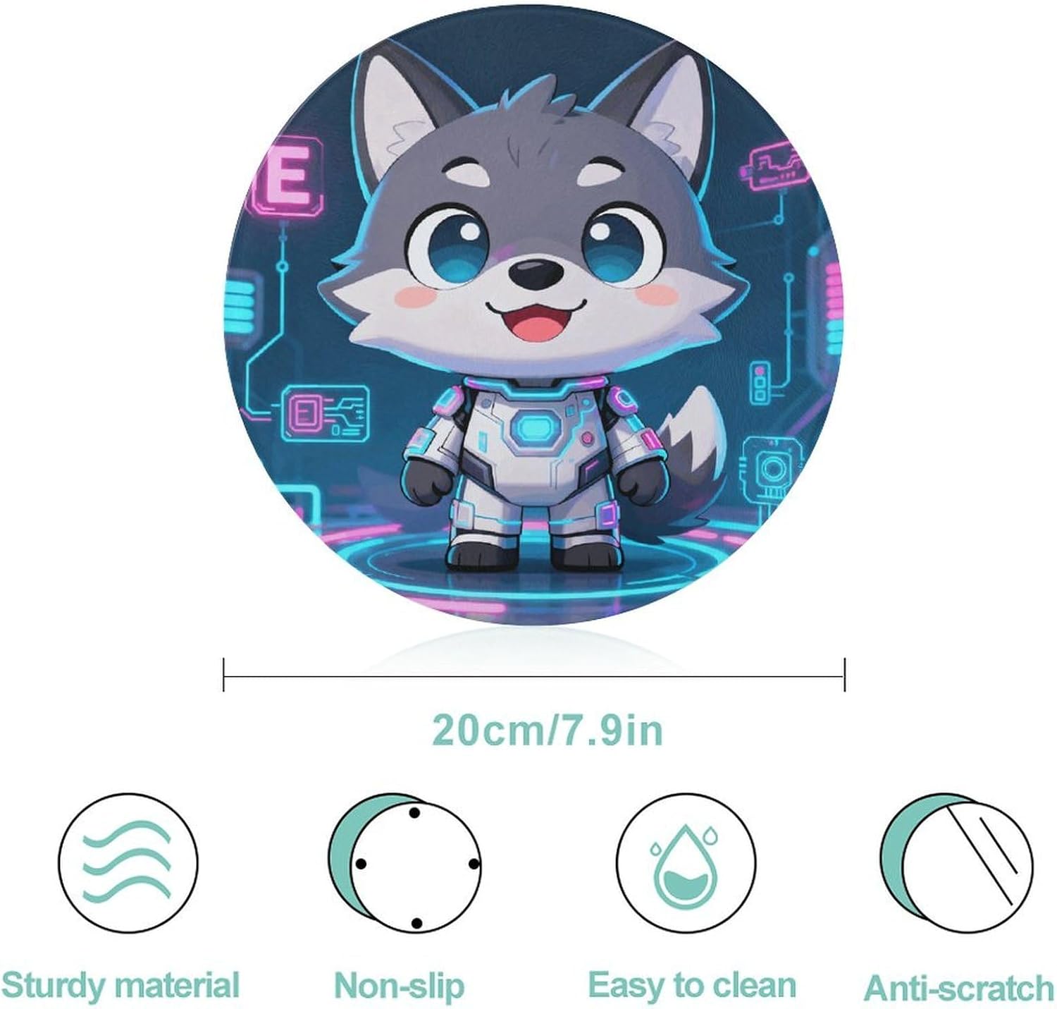E-wolf Chopping Block Tempered Glass Cutting Board Mats Round Countertop Cutting Boards Sturdy Charcuterie Boards for Bar Cheese Board Snack Tray